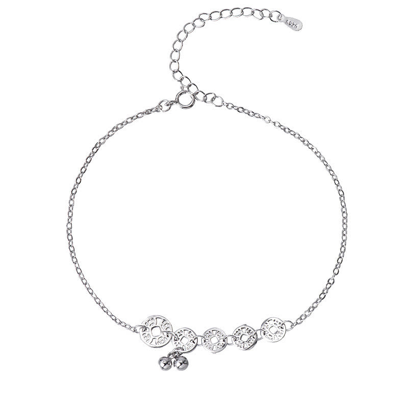 Buddha Stones 925 Sterling Silber Kupfermünzen Glocken Schutz Metall Fußkettchen - image 12