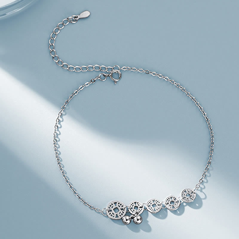 Buddha Stones 925 Sterling Silber Kupfermünzen Glocken Schutz Metall Fußkettchen - image 11