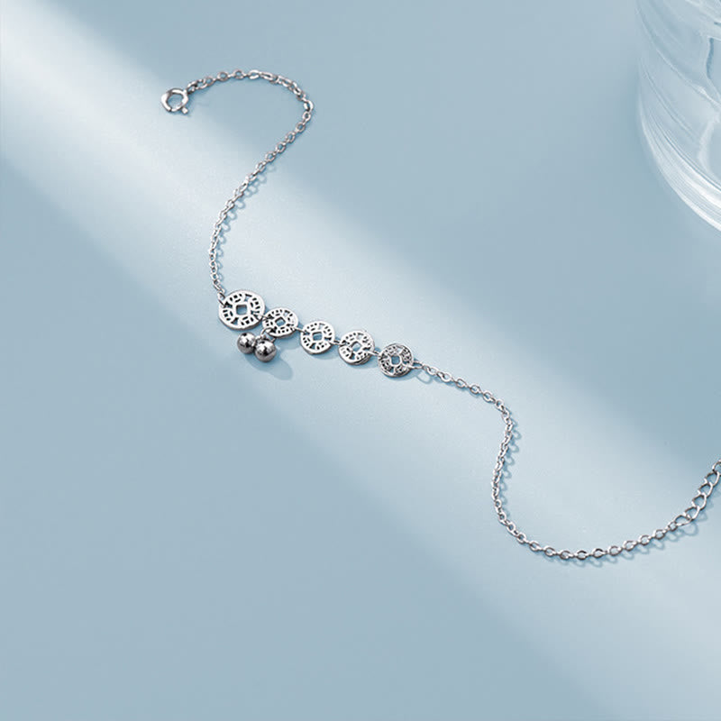 Buddha Stones 925 Sterling Silber Kupfermünzen Glocken Schutz Metall Fußkettchen - image 6