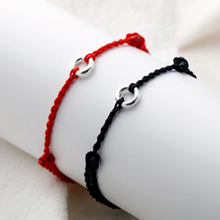 Buddha Stones 925 Sterling Silber Friedensschnalle Glücksfaden Geflochtenes Seil Fußkettchen - image 2