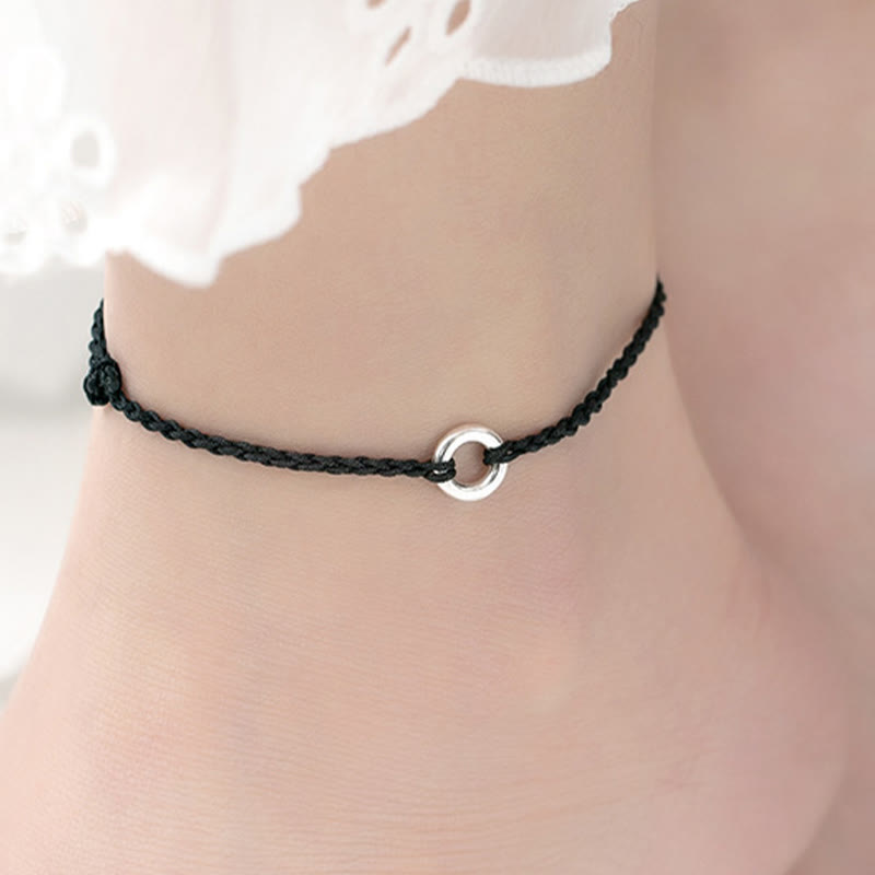 Buddha Stones 925 Sterling Silber Friedensschnalle Glücksfaden Geflochtenes Seil Fußkettchen - image 13