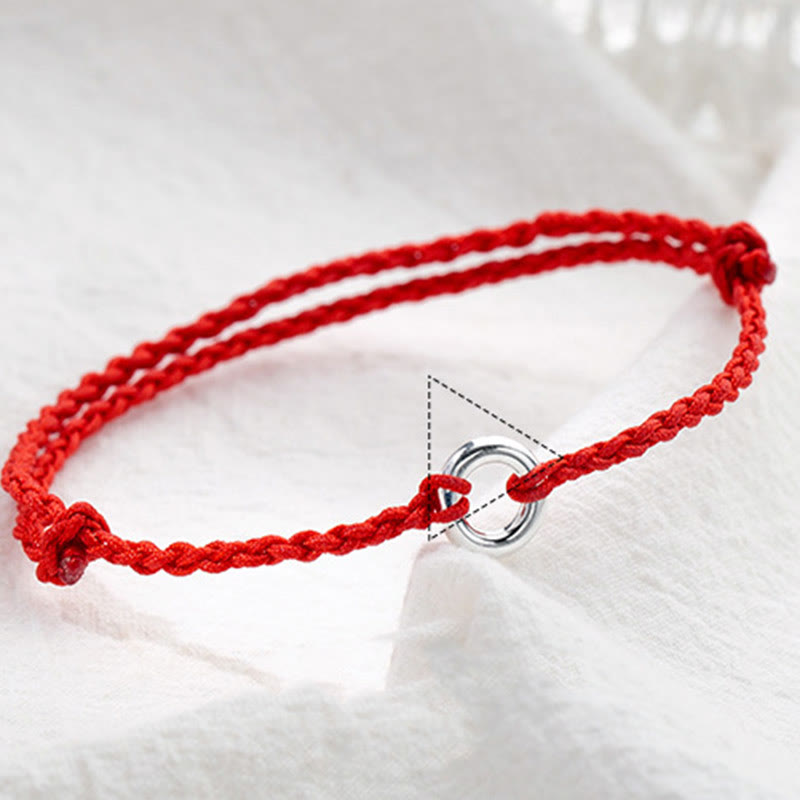 Buddha Stones 925 Sterling Silber Friedensschnalle Glücksfaden Geflochtenes Seil Fußkettchen - image 4