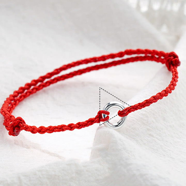 Buddha Stones 925 Sterling Silber Friedensschnalle Glücksfaden Geflochtenes Seil Fußkettchen - image 4