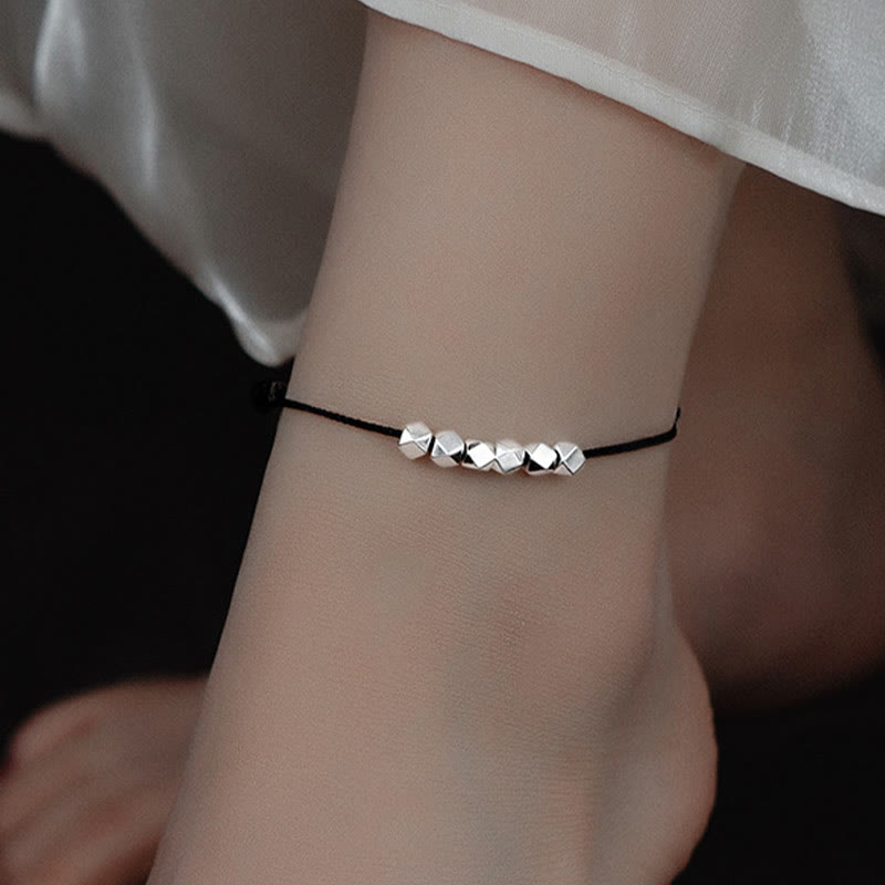 Buddha Stones 925 Sterling Silber Perlen Glück Schutz Flechtseil Fußkettchen - Schwarzes Fußkettchen (Umfang 30 cm) - image 10