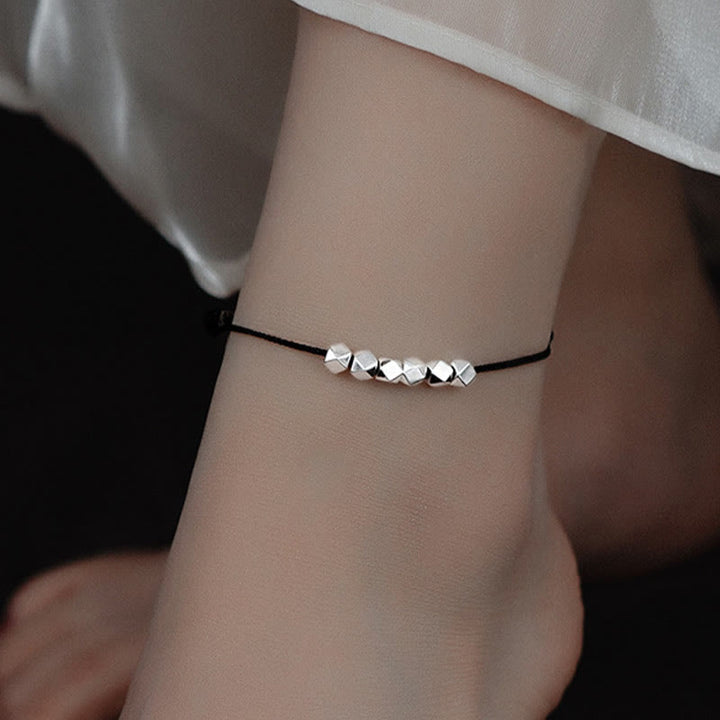 Buddha Stones 925 Sterling Silber Perlen Glück Schutz Flechtseil Fußkettchen - Schwarzes Fußkettchen (Umfang 30 cm) - image 10