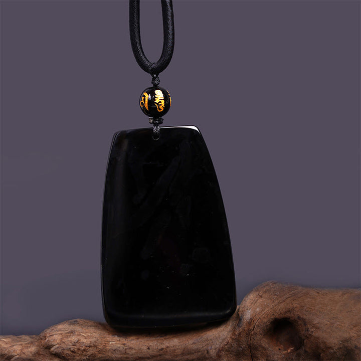 Buddha Stones Halskettenanhänger mit Drachenmotiv aus schwarzem Obsidian – Glücksbringer - image 12