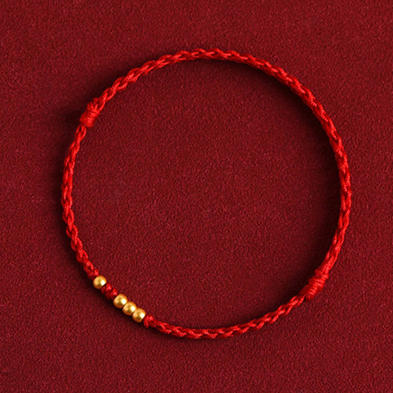 Buddha Stones 999 Goldperlen Glück geflochtenes Schutz-Paar-Armband - image 1