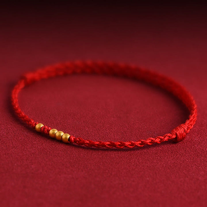 Buddha Stones 999 Goldperlen Glück geflochtenes Schutz-Paar-Armband - image 3