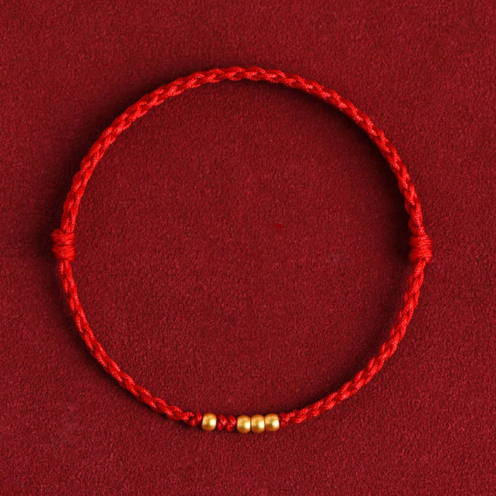 Buddha Stones 999 Goldperlen Glück geflochtenes Schutz-Paar-Armband