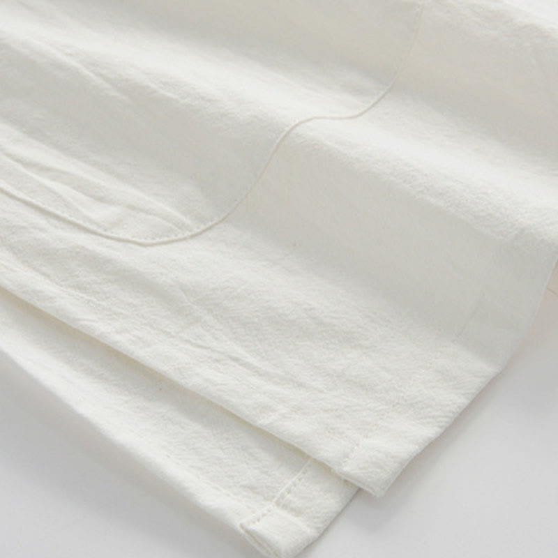 Buddha Stones Chinesische Froschknopf-Tang-Jacke Herren Kurzarmhemd Baumwoll-Leinenkleidung Mit Taschen - image 4