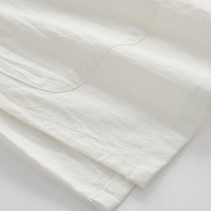 Buddha Stones Chinesische Froschknopf-Tang-Jacke Herren Kurzarmhemd Baumwoll-Leinenkleidung Mit Taschen - image 4