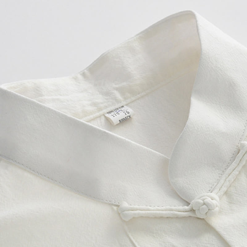 Buddha Stones Chinesische Froschknopf-Tang-Jacke Herren Kurzarmhemd Baumwoll-Leinenkleidung Mit Taschen - image 2