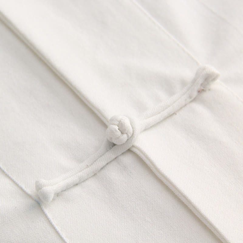 Buddha Stones Chinesischer Froschknopf Tang Anzug Herren Kurzarm Baumwollhemd mit Taschen - image 3