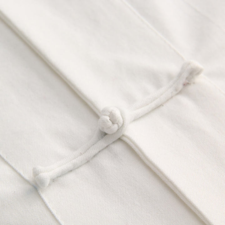 Buddha Stones Chinesischer Froschknopf Tang Anzug Herren Kurzarm Baumwollhemd mit Taschen - image 3