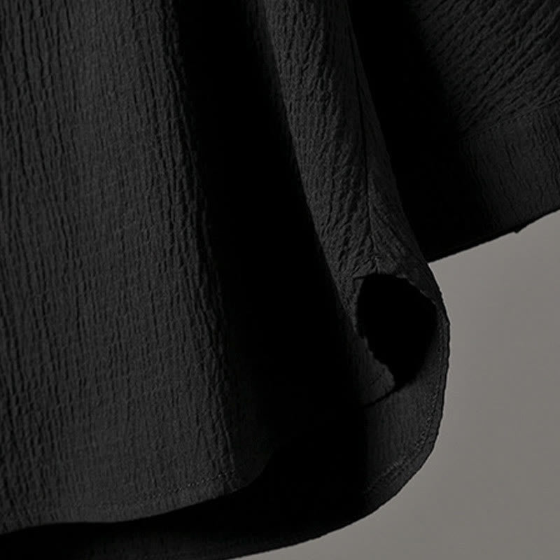 Buddha Stones Lässiges Herrenhemd mit V-Ausschnitt und Dreiviertelärmeln - image 11