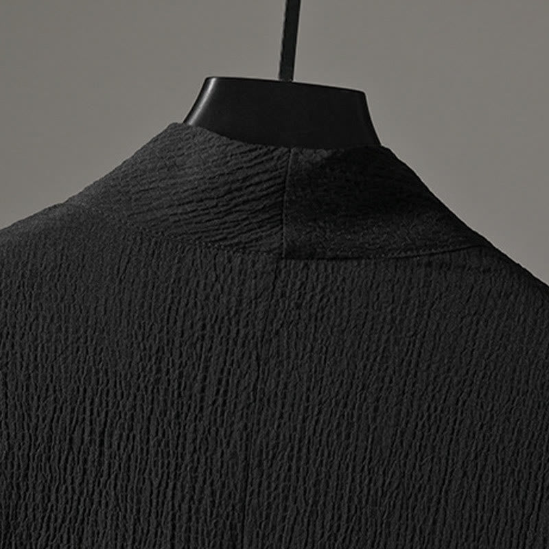 Buddha Stones Lässiges Herrenhemd mit V-Ausschnitt und Dreiviertelärmeln - image 9