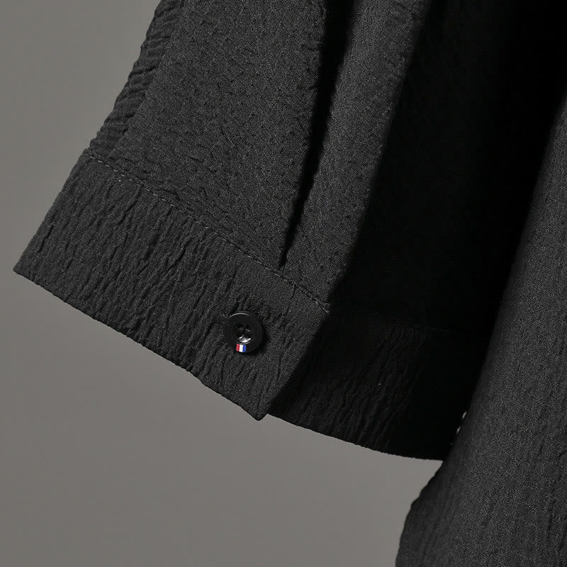 Buddha Stones Lässiges Herrenhemd mit V-Ausschnitt und Dreiviertelärmeln - image 10