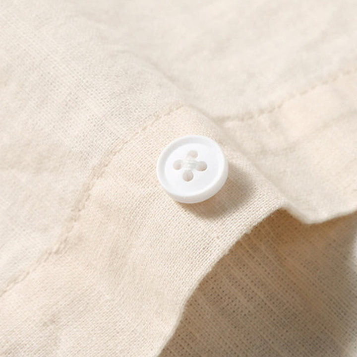 Buddha Stones Sommer Herren Kurzarm Knopfleiste Baumwoll-Leinen-Hemd - image 8