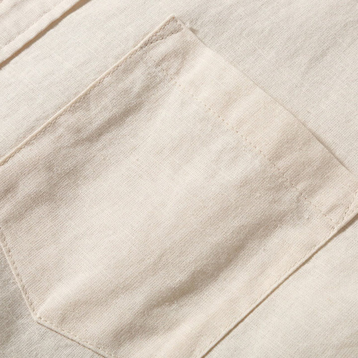 Buddha Stones Sommer Herren Kurzarm Knopfleiste Baumwoll-Leinen-Hemd - image 9