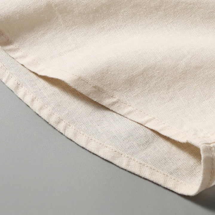 Buddha Stones Sommer Herren Kurzarm Knopfleiste Baumwoll-Leinen-Hemd - image 13