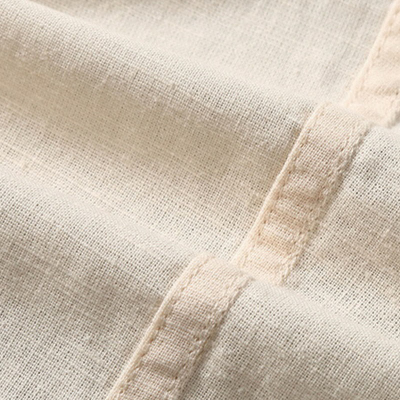 Buddha Stones Sommer Herren Kurzarm Knopfleiste Baumwoll-Leinen-Hemd - image 12