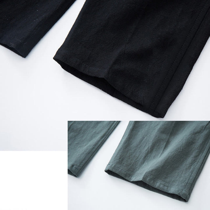 Buddha Stones Herren Freizeithosen aus einfarbiger Baumwoll-Leinen-Mischung mit Kordelzug und Taschen - image 8