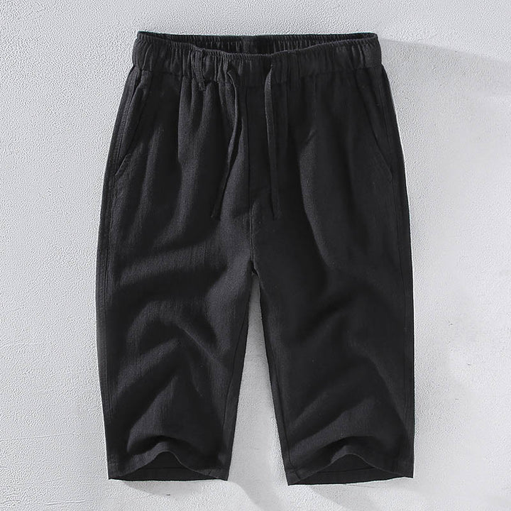 Buddha Stones Herren Leinenculottes aus Ramie mit Kordelzug und Taschen - Schwarz - US/ UK/AU42，EU52 (3XL)  - image 11