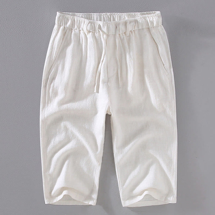 Buddha Stones Herren Leinenculottes aus Ramie mit Kordelzug und Taschen - Weiß - US/ UK/AU42，EU52 (3XL)  - image 10