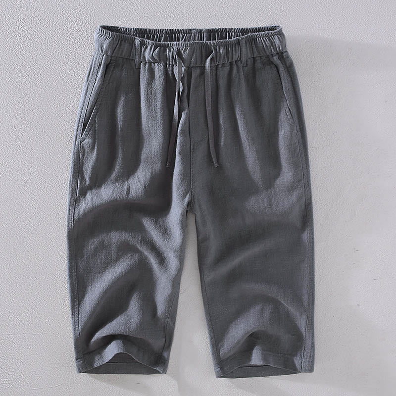 Buddha Stones Herren Leinenculottes aus Ramie mit Kordelzug und Taschen - Dunkelgrau - US/ UK/AU42，EU52 (3XL)  - image 12
