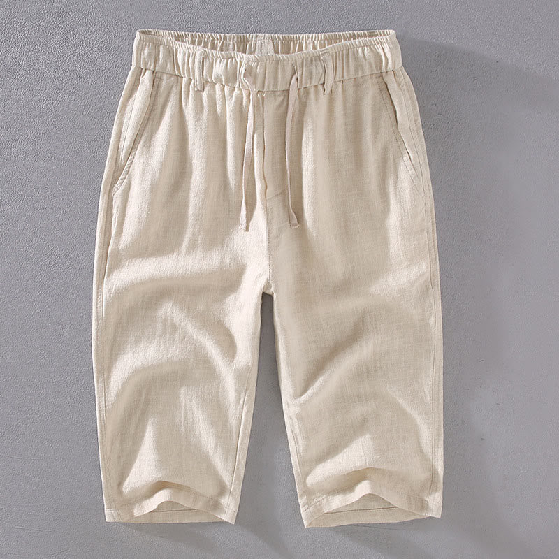Buddha Stones Herren Leinenculottes aus Ramie mit Kordelzug und Taschen - Leinen - US/ UK/AU42，EU52 (3XL)  - image 1