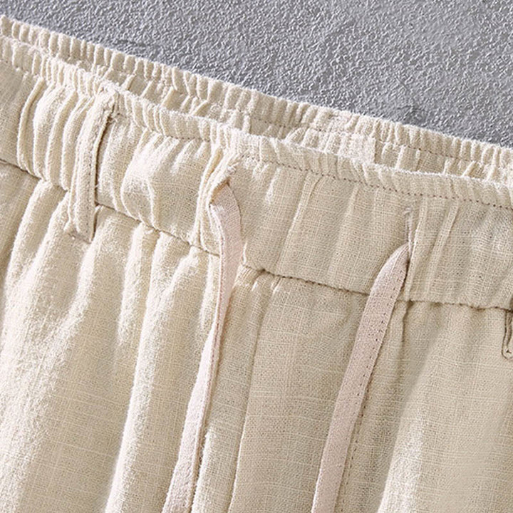 Buddha Stones Herren Leinenculottes aus Ramie mit Kordelzug und Taschen - image 3
