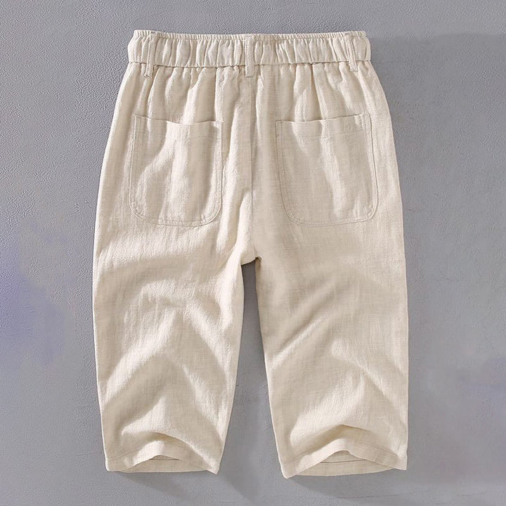 Buddha Stones Herren Leinenculottes aus Ramie mit Kordelzug und Taschen - image 1