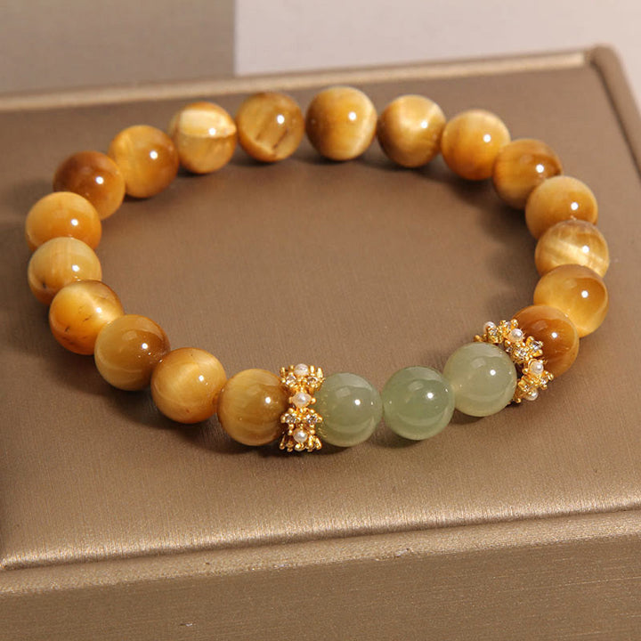 Buddha Stones Tigerauge-Jade-Mut-Armband