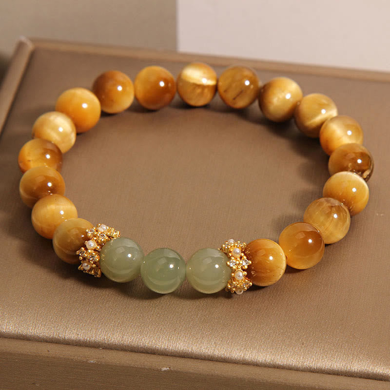 Buddha Stones Tigerauge-Jade-Mut-Armband