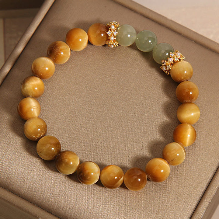 Buddha Stones Tigerauge-Jade-Mut-Armband