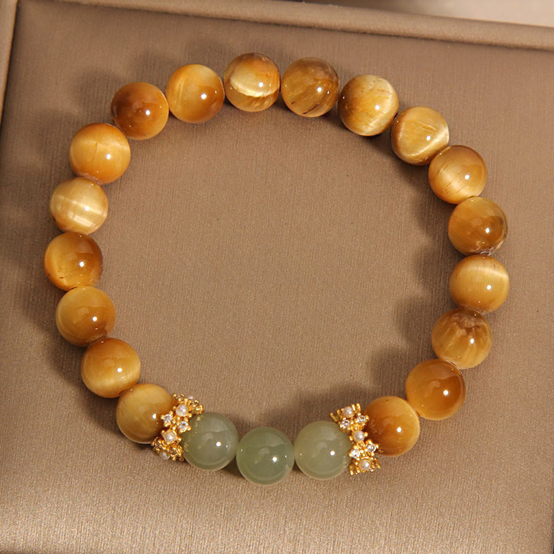 Buddha Stones Tigerauge-Jade-Mut-Armband