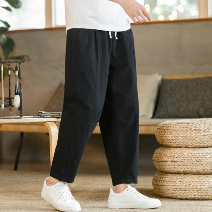 Buddha Stones Sommer Herren Baumwollhose mit Taschen - image 11