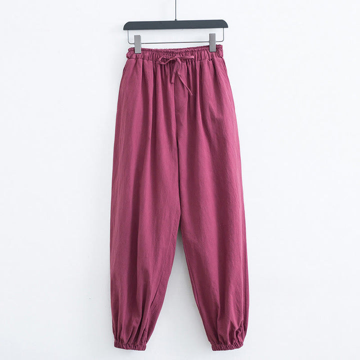 Buddha Stones Einfarbige Baumwoll-Leinen Freizeithosen für Herren mit Taschen - Hellkoralle - US/ UK/AU44, EU54 (4XL) - image 11