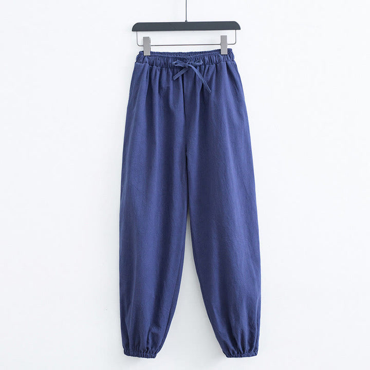 Buddha Stones Einfarbige Baumwoll-Leinen Freizeithosen für Herren mit Taschen - SteelBlue - US/ UK/AU44, EU54 (4XL) - image 9