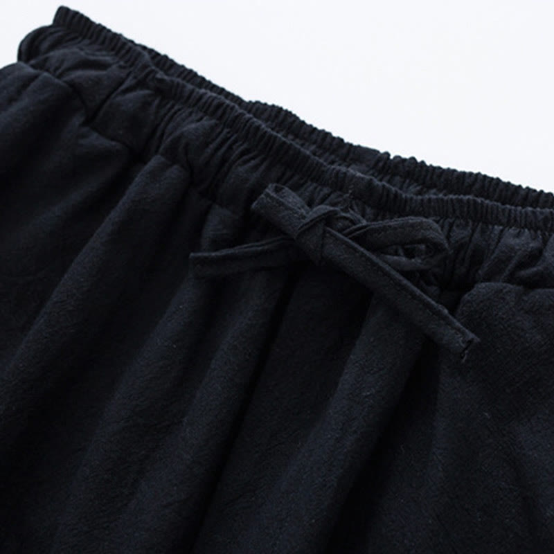 Buddha Stones Einfarbige Baumwoll-Leinen Freizeithosen für Herren mit Taschen - image 2