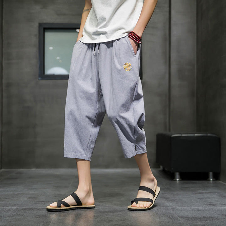 Buddha Stones Sommer Herren Leinenhose mit Kordelzug und Taschen - Dunkelgrau - US/ UK/AU44，EU54 (5XL) - image 18
