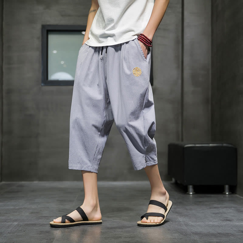 Buddha Stones Sommer Herren Leinenhose mit Kordelzug und Taschen - Dunkelgrau - US/ UK/AU44, EU54 (5XL) - image 17