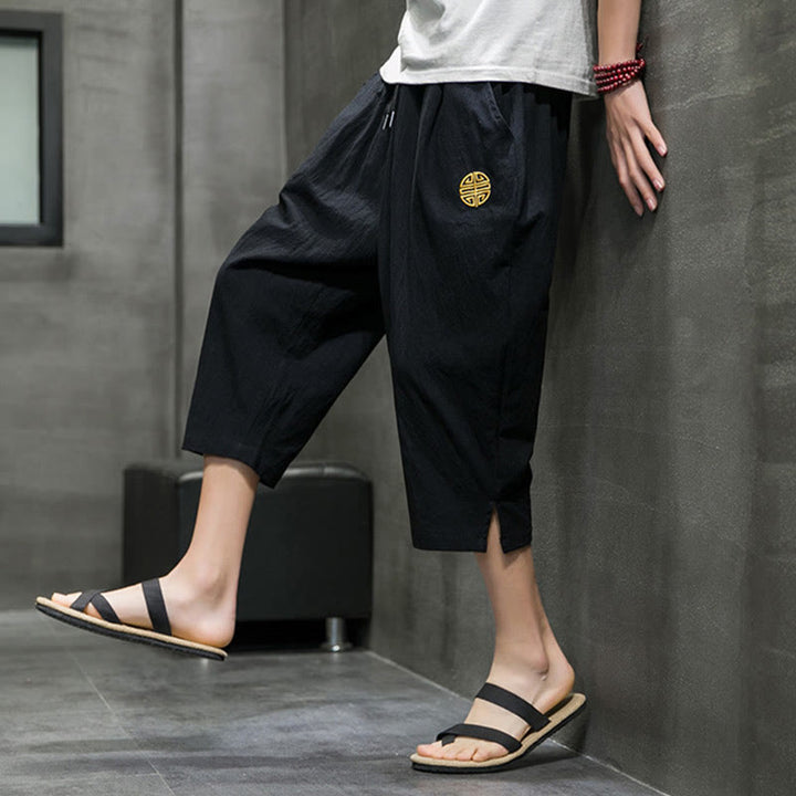 Buddha Stones Sommer Herren Leinenhose mit Kordelzug und Taschen - image 15