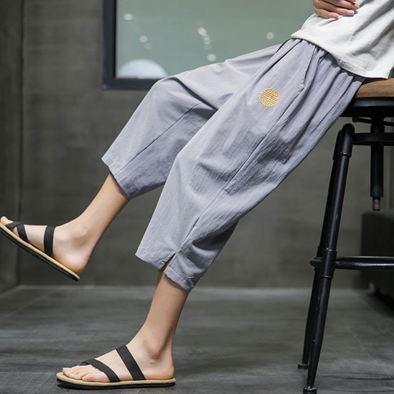 Buddha Stones Sommer Herren Leinenhose mit Kordelzug und Taschen - image 25