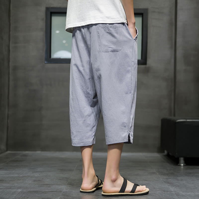 Buddha Stones Sommer Herren Leinenhose mit Kordelzug und Taschen - image 20