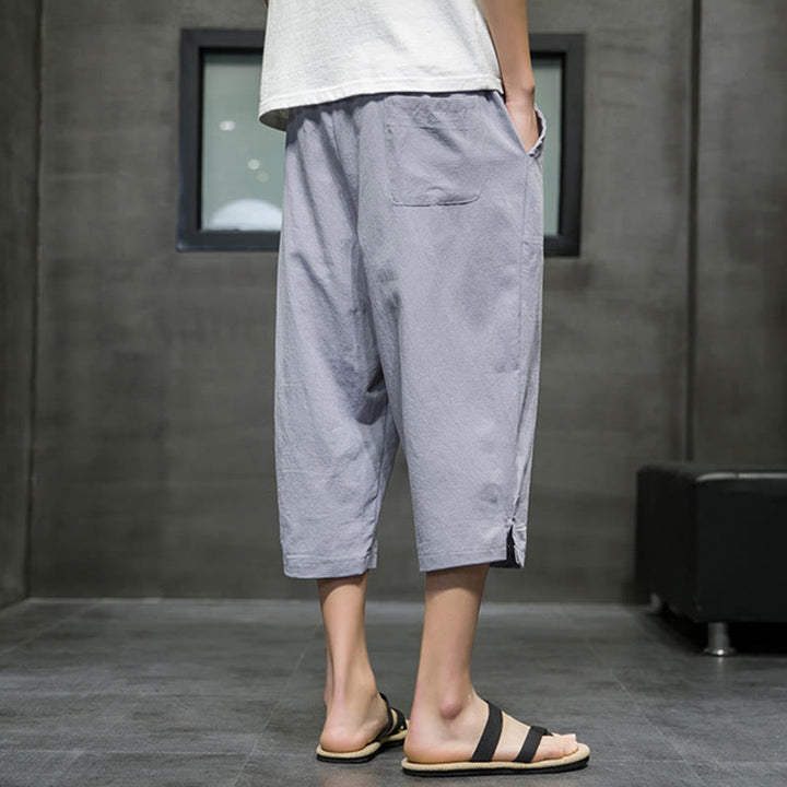 Buddha Stones Sommer Herren Leinenhose mit Kordelzug und Taschen - image 20