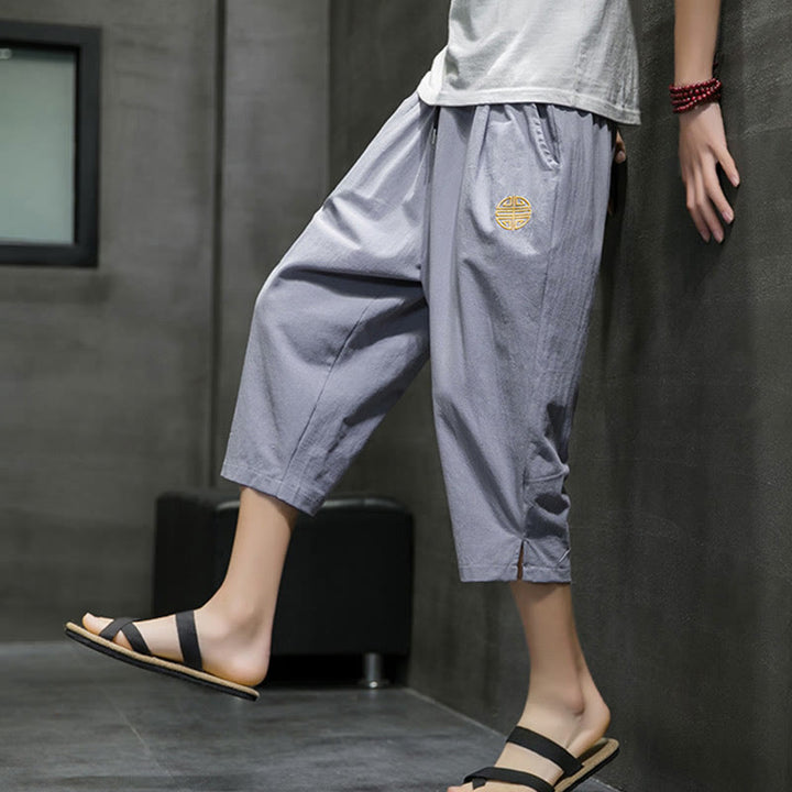 Buddha Stones Sommer Herren Cropped Hose mit Kordelzug und Taschen - image 23