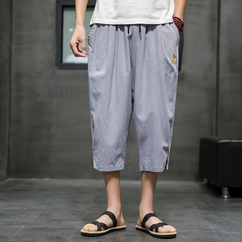 Buddha Stones Sommer Herren Leinenhose mit Kordelzug und Taschen - image 22
