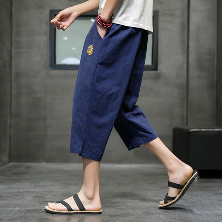 Buddha Stones Sommer Herren Leinenhose mit Kordelzug und Taschen - image 7