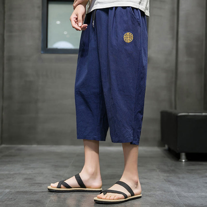 Buddha Stones Sommer Herren Cropped Hose mit Kordelzug und Taschen - image 6